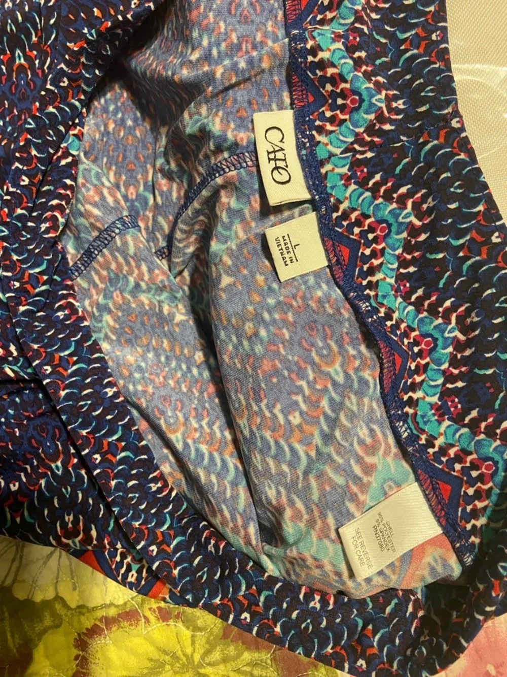 Cato Navy Multicolor Geometric Wide-Leg Pants